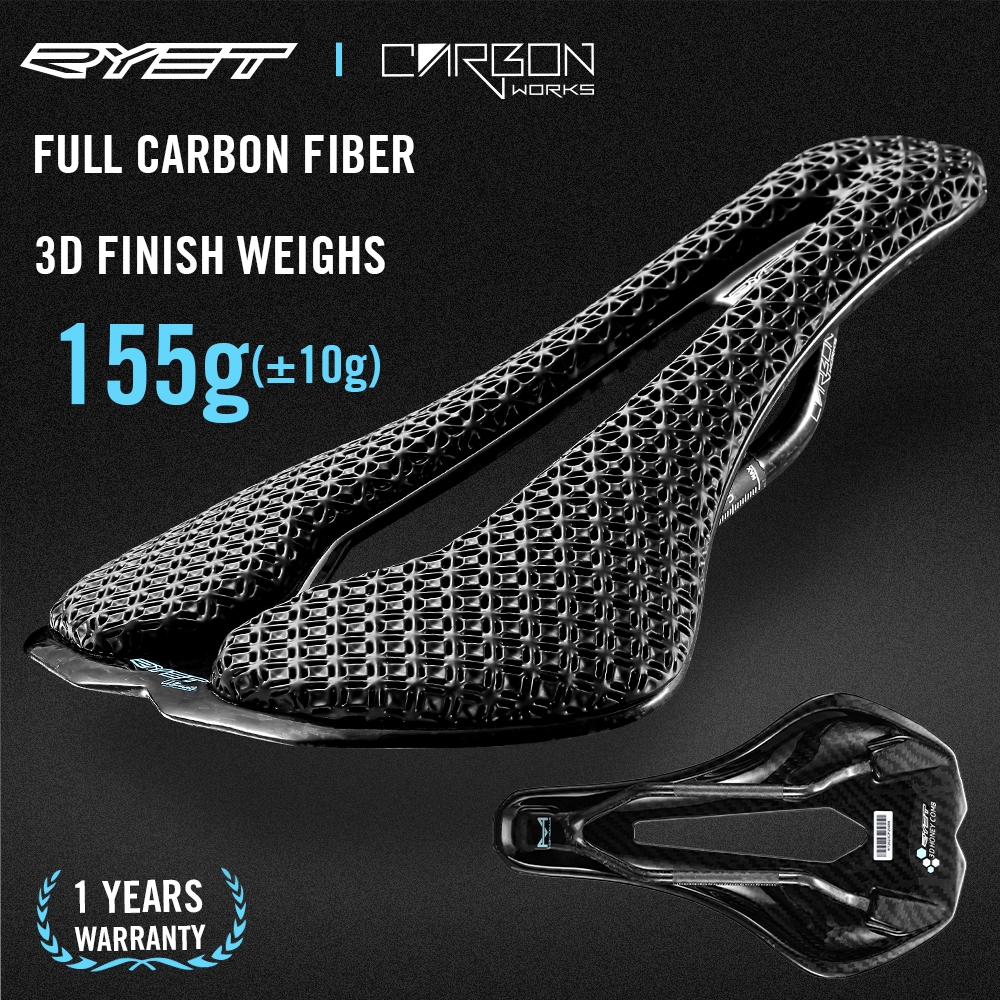 สต็อกพร้อม! RYET 3D พิมพ์คาร์บอนจักรยานอาน Ultralight 156g พร้อม 7x9 มม.รางคาร์บอน, Racing จักรยานที่นั่งสําหรับแผนที่ MTB กรวดขี่จักรยาน, High Performance อานผู้ชายผู้หญิง