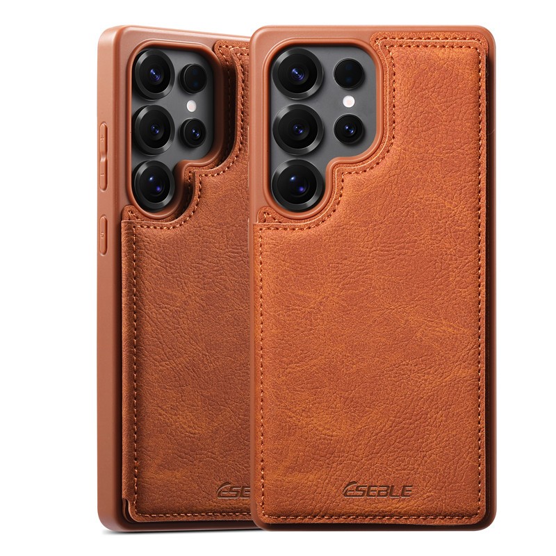 Vintage หนังสีน้ําตาลเคสโทรศัพท์สําหรับ Samsung Galaxy S21 S22 S23 S24 S25 Ultra S25 Plus S24FE A35 A36 A55 A56 Magnetic Card กระเป๋าสตางค์ High-end ป้องกันปกหลัง - รูปที่ 3