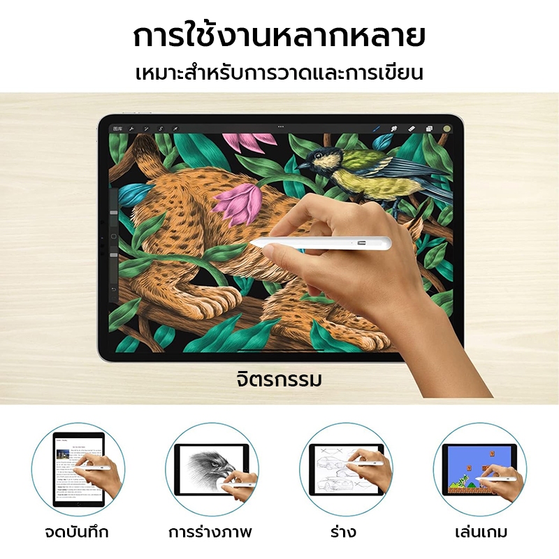 [OSGEER]สไตลัส  รองรับ iPad Air 11 A16/Pro M3/M4 11″/12.9″/Mini (2018-2025) แบบแอคทีฟ+capacitive ทัชสกรีน อ่อนไหว ราคา ถูกที่สุด ดีลบีเคเค แกลเลอรีภาพที่ 3