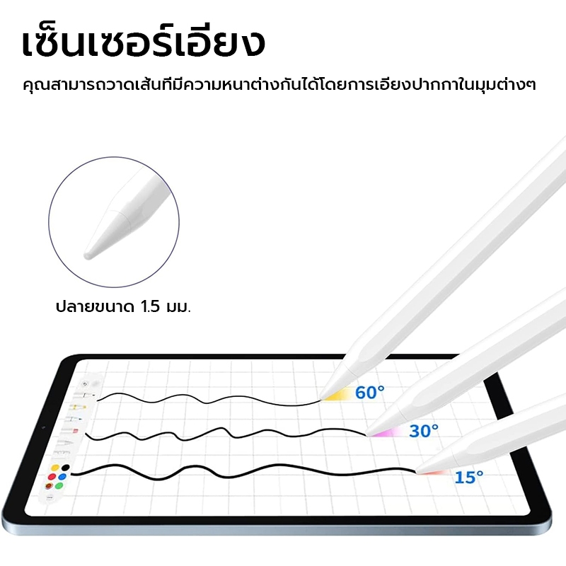[OSGEER]สไตลัส  รองรับ iPad Air 11 A16/Pro M3/M4 11″/12.9″/Mini (2018-2025) แบบแอคทีฟ+capacitive ทัชสกรีน อ่อนไหว ราคา ถูกที่สุด ดีลบีเคเค แกลเลอรีภาพที่ 6