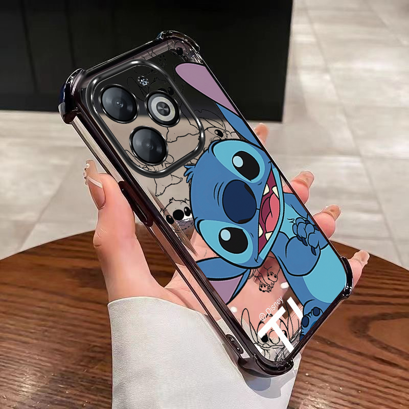 Infinix Smart 8 Pro smart8 X6525 X6525D X6525B Happy Stitch กันกระแทกปกอ่อนกันกระแทกมุมกรณีออกแบบ