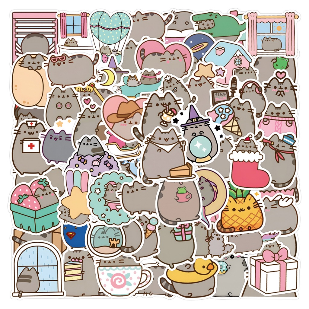 110 ชิ้น Pusheen The Cat สติ๊กเกอร์กันน้ําลายการ์ตูนน่ารัก