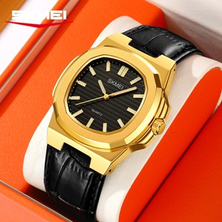 SKMEI นาฬิกาสุภาพบุรุษเพชรของแท้ กันน้ำ 30เมตร เรืองแสง สายห…