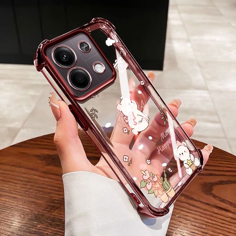 VRQR สําหรับ Oppo A6 Pro 5G 4G A6X A6i A6 4G 5G หมีน้อยและแมวโปร่งใสกันกระแทกโทรศัพท์ป้องกันกรณี