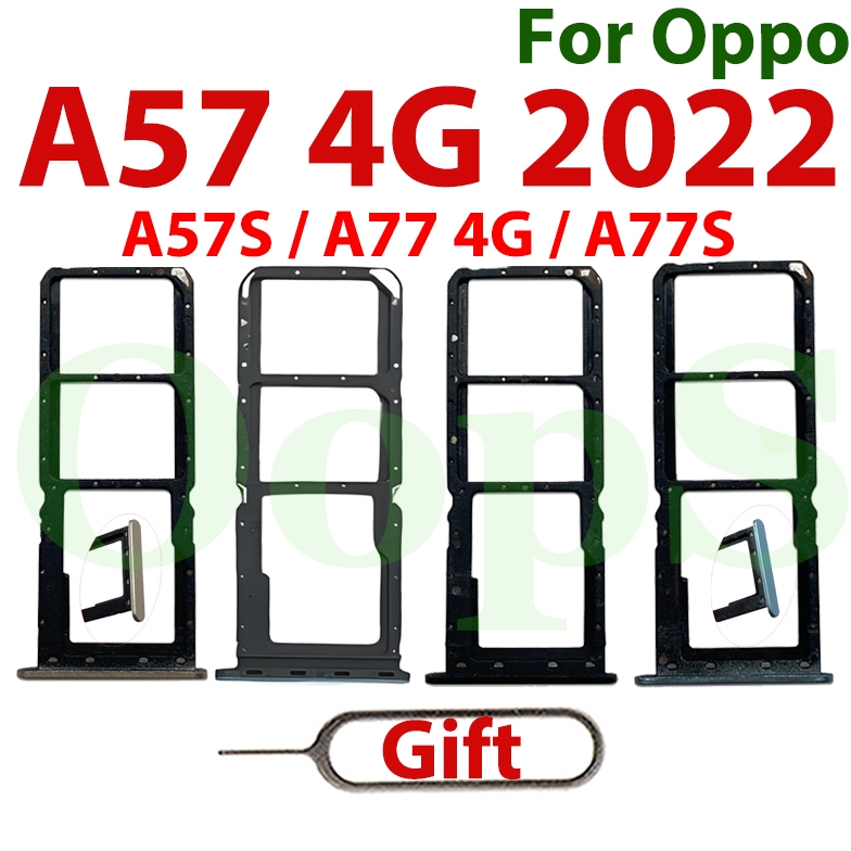 ซิมการ์ดถาดสําหรับOPPO A57 A77 4G A57S A77S 2022 Card Holder Reader SD Slotอะแดปเตอร์อะไหล่