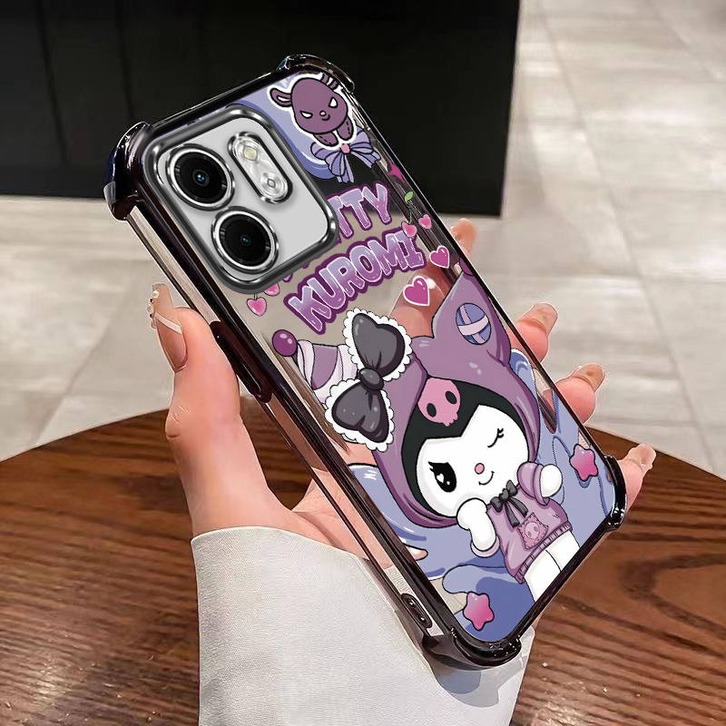 Infinix Smart 9 Smart9 X6531 Pretty Kuromi Clear Cover Air Cushion เคสกันกระแทก Soft ชุบมุมปลอก