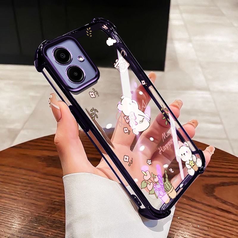 VRQR สําหรับ Samsung Galaxy A07 A06 4G 5G A05S A05 A04 A03 หมีน้อยและแมวโปร่งใสกันกระแทกโทรศัพท์ป้องกันกรณี ราคา ถูกที่สุด ดีลบีเคเค