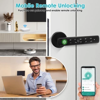 5 in1 Smart Digital Door Lock กลอนประตูดิจิตอล ลายนิ้วมือ รหัสผ่าน บัตร IC บลูทูธ กุญแจ ปลดล็อคระยะไกล Tuya APP ลูกบิดประตูอัจฉริยะ