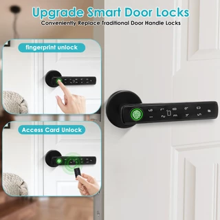 5 in1 Smart Digital Door Lock กลอนประตูดิจิตอล ลายนิ้วมือ รหัสผ่าน บัตร IC บลูทูธ กุญแจ ปลดล็อคระยะไกล Tuya APP ลูกบิดประตูอัจฉริยะ