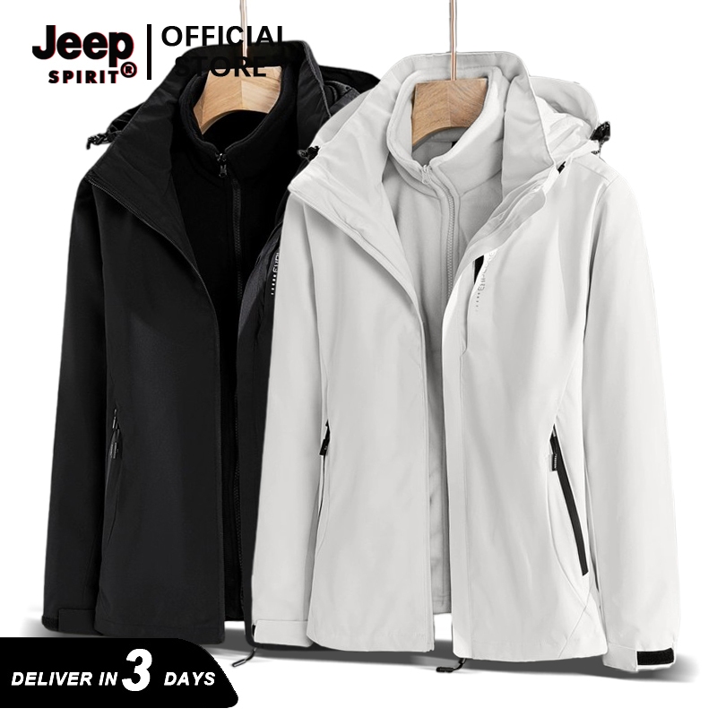 Jeep Spirit เสื้อแจ็คเก็ตกันหนาวสําหรับผู้หญิงผู้ชายกันน้ําเดินป่า Camping Coats