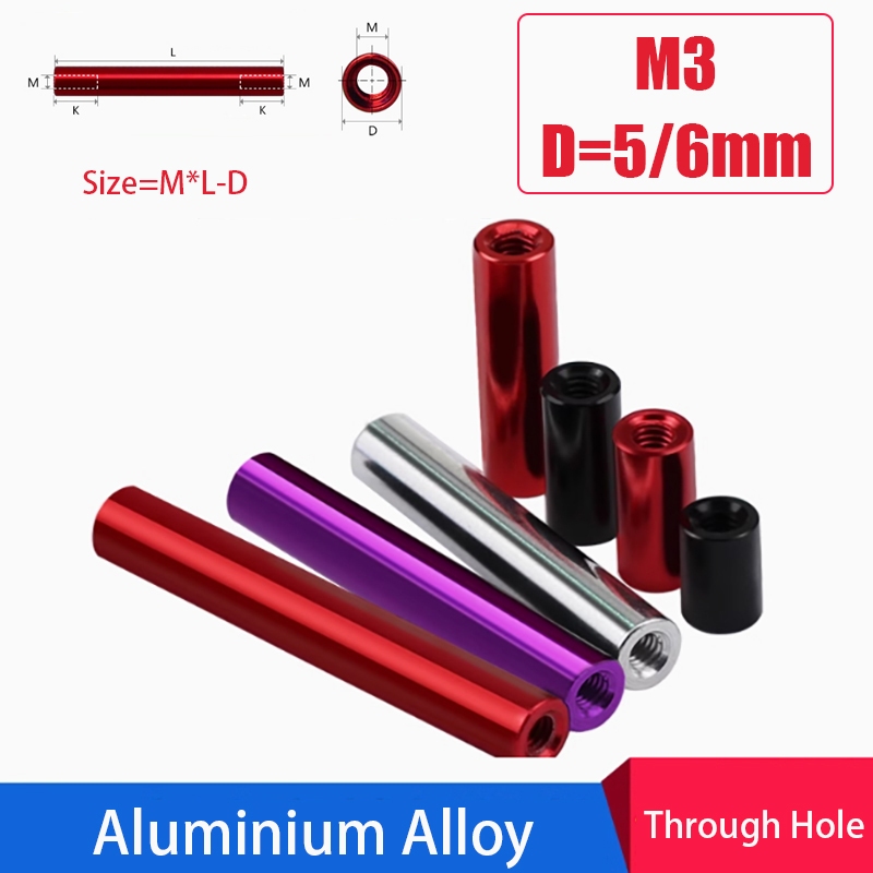 M3 หญิงอลูมิเนียมคอลัมน์เกลียว Spacer แขน Nut Standoff Connector Rod ยาว 6-80 มม.