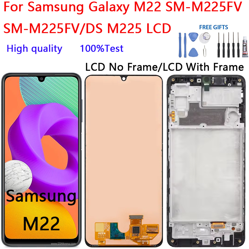 สําหรับ Samsung Galaxy M22 SM-M225FV SM-M225FV/DS M225 จอแสดงผล LCD Touch Screen Digitizer Assembly 