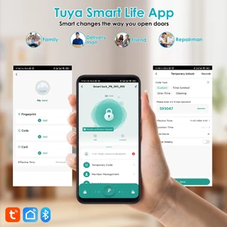 5 in1 Smart Digital Door Lock กลอนประตูดิจิตอล ลายนิ้วมือ รหัสผ่าน บัตร IC บลูทูธ กุญแจ ปลดล็อคระยะไกล Tuya APP ลูกบิดประตูอัจฉริยะ