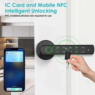 5 in1 Smart Digital Door Lock กลอนประตูดิจิตอล ลายนิ้วมือ รหัสผ่าน บัตร IC บลูทูธ กุญแจ ปลดล็อคระยะไกล Tuya APP ลูกบิดประตูอัจฉริยะ