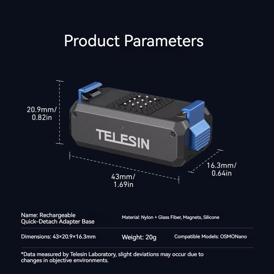 TELESIN อะแดปเตอร์แบบปลดเร็วแบบชาร์จไฟได้สําหรับ DJI osmo NANO กีฬาอะแดปเตอร์แม่เหล็กเดินป่ากลางแจ้งสําหรับอุปกรณ์เสริมกล้อง DJI ราคา ถูกที่สุด ดีลบีเคเค แกลเลอรีภาพที่ 4