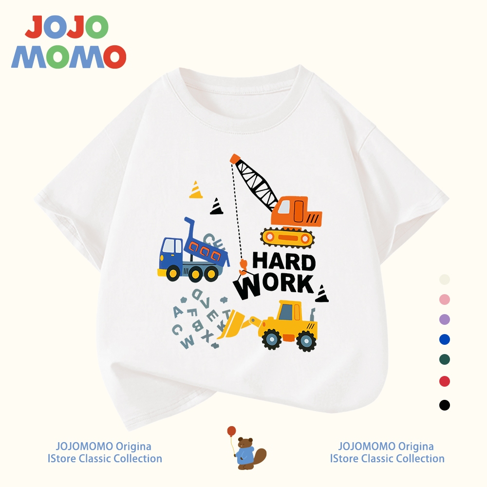 【พร้อมส่งภายใน 24 ชม】 เสื้อยืดเด็กผู้ชาย ลายรถยนต์ ผ้าคอตตอน 100% นุ่ม ใส่สบาย ระบายอากาศดี