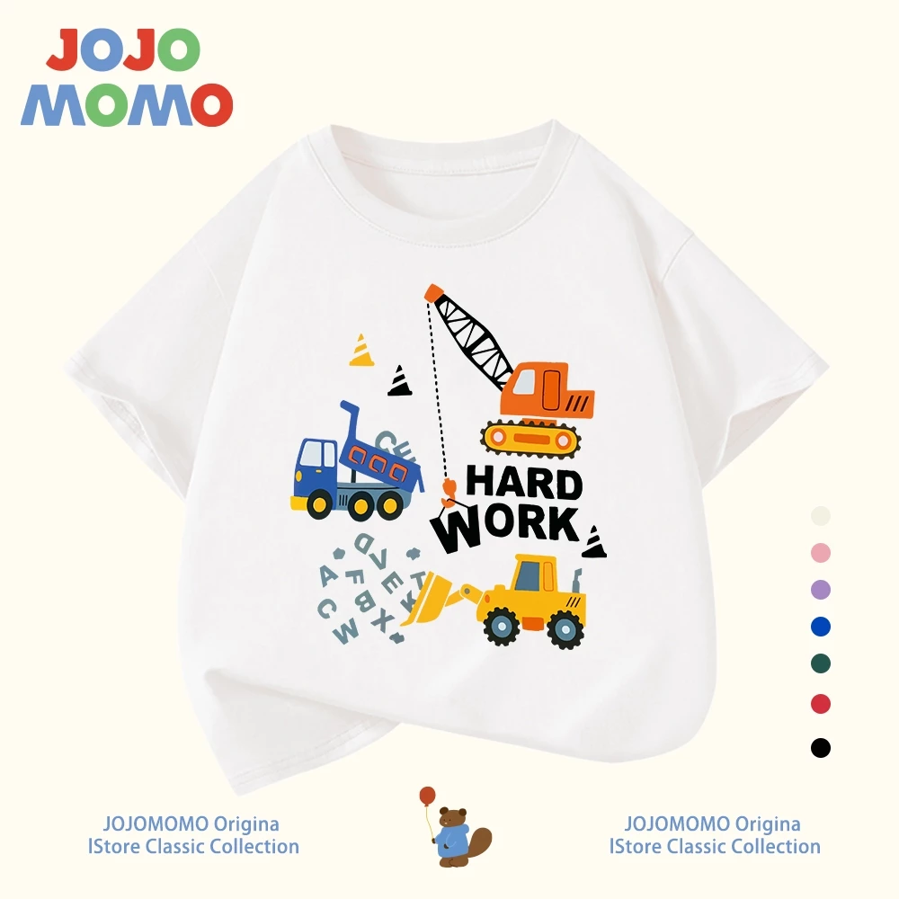 【พร้อมส่งภายใน 24 ชม】 เสื้อยืดเด็กผู้ชาย ลายรถยนต์ ผ้าคอตตอน 100% นุ่ม ใส่สบาย ระบายอากาศดี