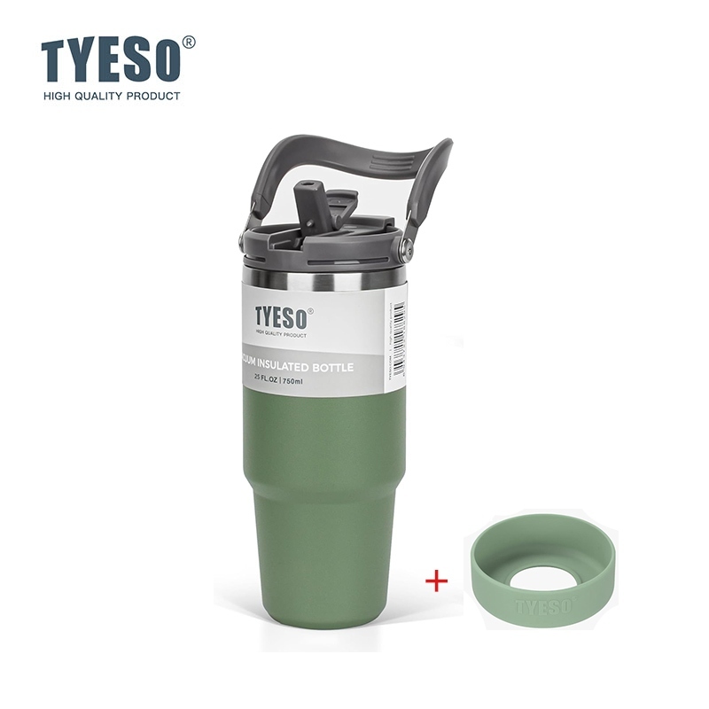 TYESO กระบอกน้ำเก็บความร้อนสูญญากาศ 1050ML รุ่นขายดี แถมฟรี หลอดดูด| ด้ามจับออกแบบตามหลักสรีรศาสตร์ | 3 รูปแบบการดื่ม | เก็บร้อน–เย็นได้นาน | ปากกว้าง