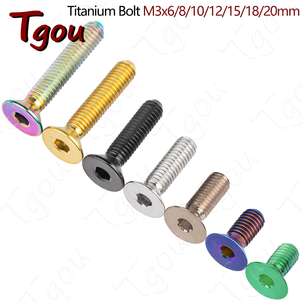 Tgou สลักเกลียวไทเทเนียม M3x6/8/10/12/15/18/20 มม.Alen Key สกรูหัวแบนจักรยานจักรยานสลักเกลียว dropshipping 1 ชิ้น