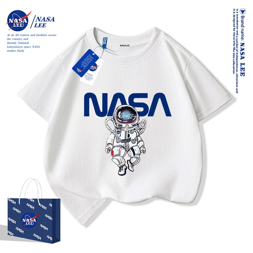 NASAเสื้อยืดเด็กแขนสั้น ลายพิมพ์น่ารัก ผ้าคอตตอน สไตล์เกาหลี สำหรับเด็กผู้ชาย