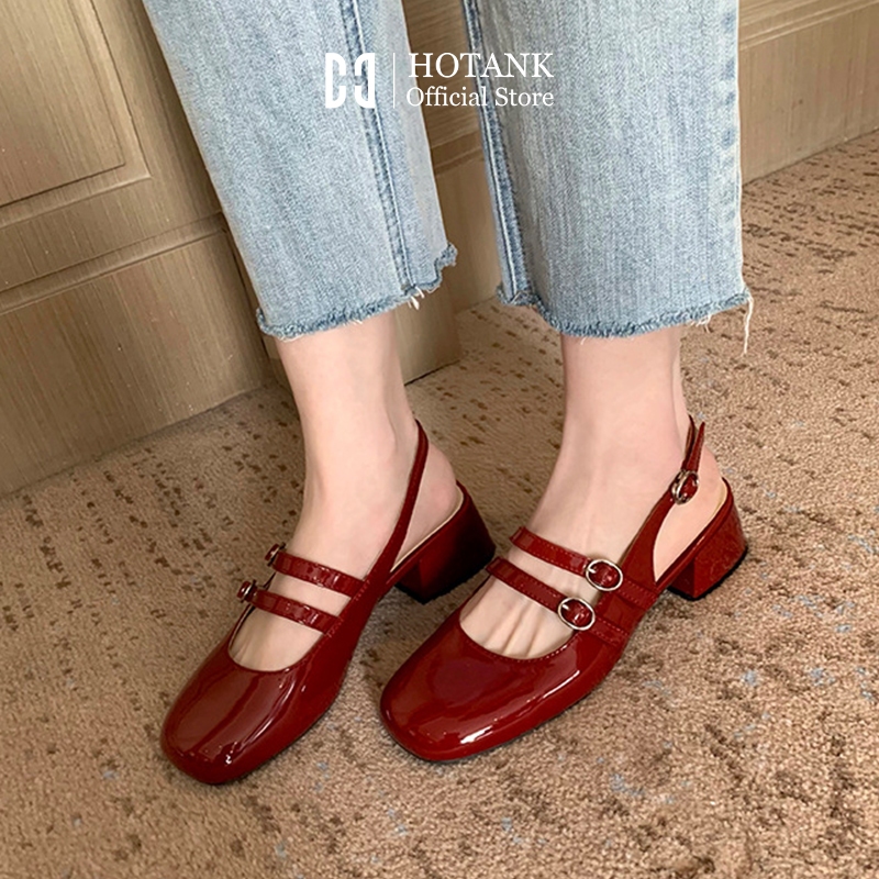 HOTANK จัดส่งจากประเทศไทย💕รองเท้าแมรี่เจน แฟชั่นย้อนยุค รองเท้าส้นหนา สีแดง size 35-40 - รูปที่ 4