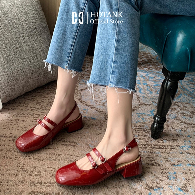 HOTANK จัดส่งจากประเทศไทย💕รองเท้าแมรี่เจน แฟชั่นย้อนยุค รองเท้าส้นหนา สีแดง size 35-40 - รูปที่ 5