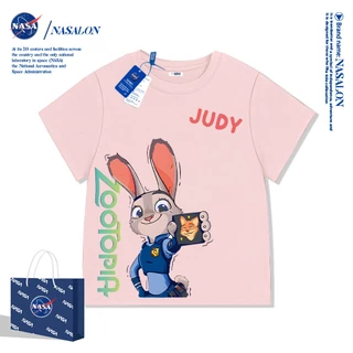 NASA เสื้อยืดเด็ก Judy Nick ลายการ์ตูน cotton 100% นุ่มสบาย ทรงหลวม ระบายอากาศดี ใส่สบายทั้งเด็กชายกับเด็กหญิง