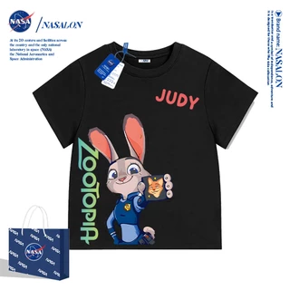 NASA เสื้อยืดเด็ก Judy Nick ลายการ์ตูน cotton 100% นุ่มสบาย ทรงหลวม ระบายอากาศดี ใส่สบายทั้งเด็กชายกับเด็กหญิง