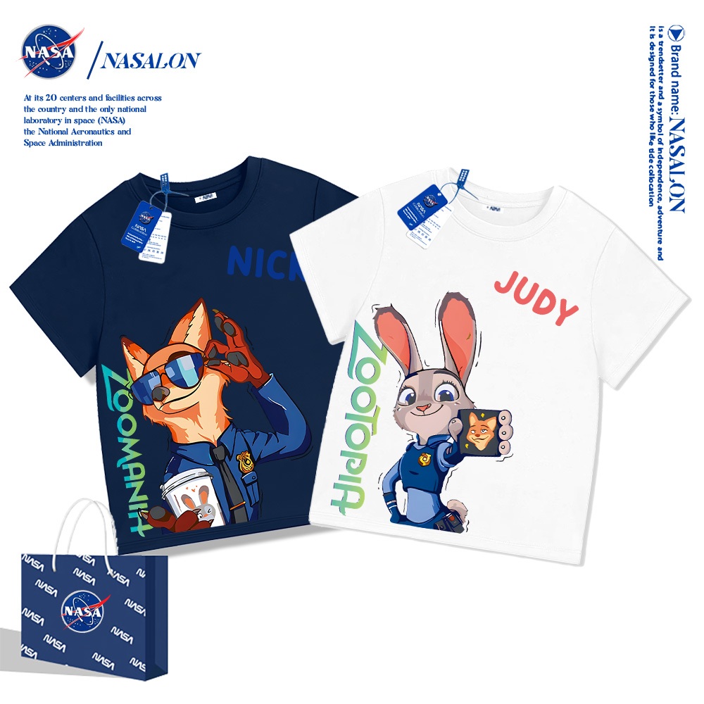 NASA เสื้อยืดเด็ก Judy Nick ลายการ์ตูน cotton 100% นุ่มสบาย ทรงหลวม ระบายอากาศดี