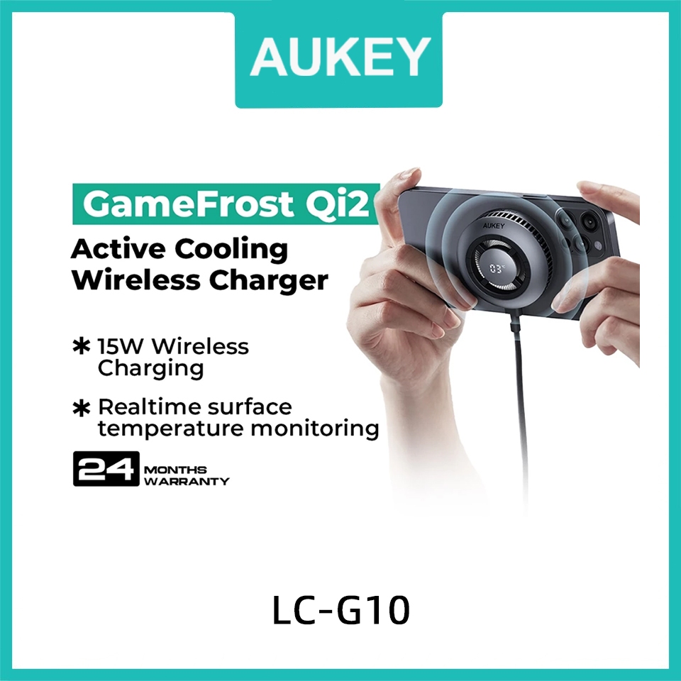 AUKEY LC-G10 MagFusion GameFrost Qi2 Active Cooling Wireless Charger สําหรับ iPhone พร้อม magsafe