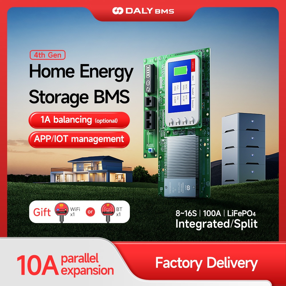 DALY Energy Storage BMS 8S 24V 16S 48V 100A Active Balancer รวมหน้าจอแสดงผล 3.5 นิ้วเหมาะสําหรับ sol
