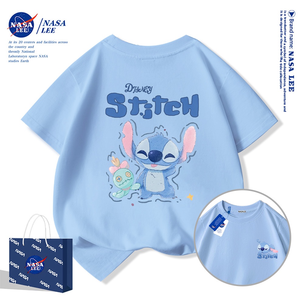 【จัดส่งวันเดียวกัน】เสื้อยืดเด็กผ้าฝ้ายลายสติทช์ NASA ใส่ได้ทั้งเด็กผู้ชายและผู้หญิง สวมใส่สบาย ระบายอากาศได้ดี