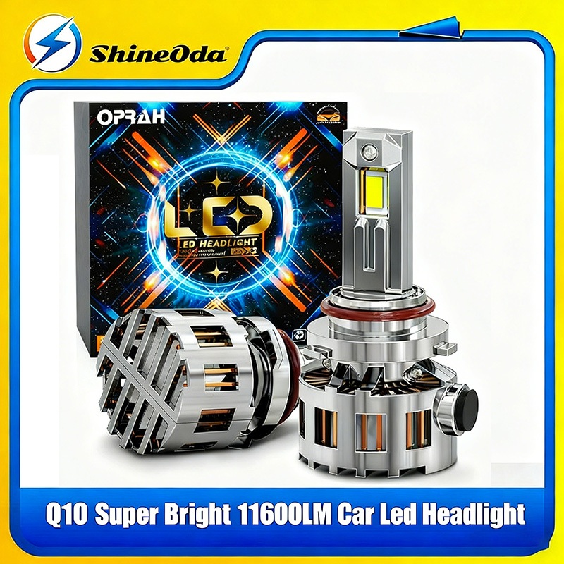 2PCS Q10 H4 LED ไฟหน้า 6000K สีขาว 12V H1 H7 H11 9005 9006 9012 อุปกรณ์เสริมไฟอัตโนมัติ 120W 11600LM