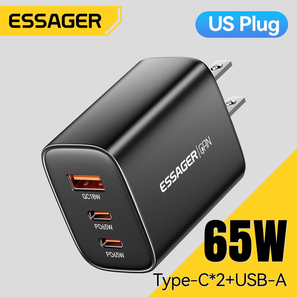 Essager 65W GaN2C1A Fast Charging Charger อัจฉริยะอุณหภูมิต่ํา Multi อุปกรณ์สําหรับแล็ปท็อปโทรศัพท์ม