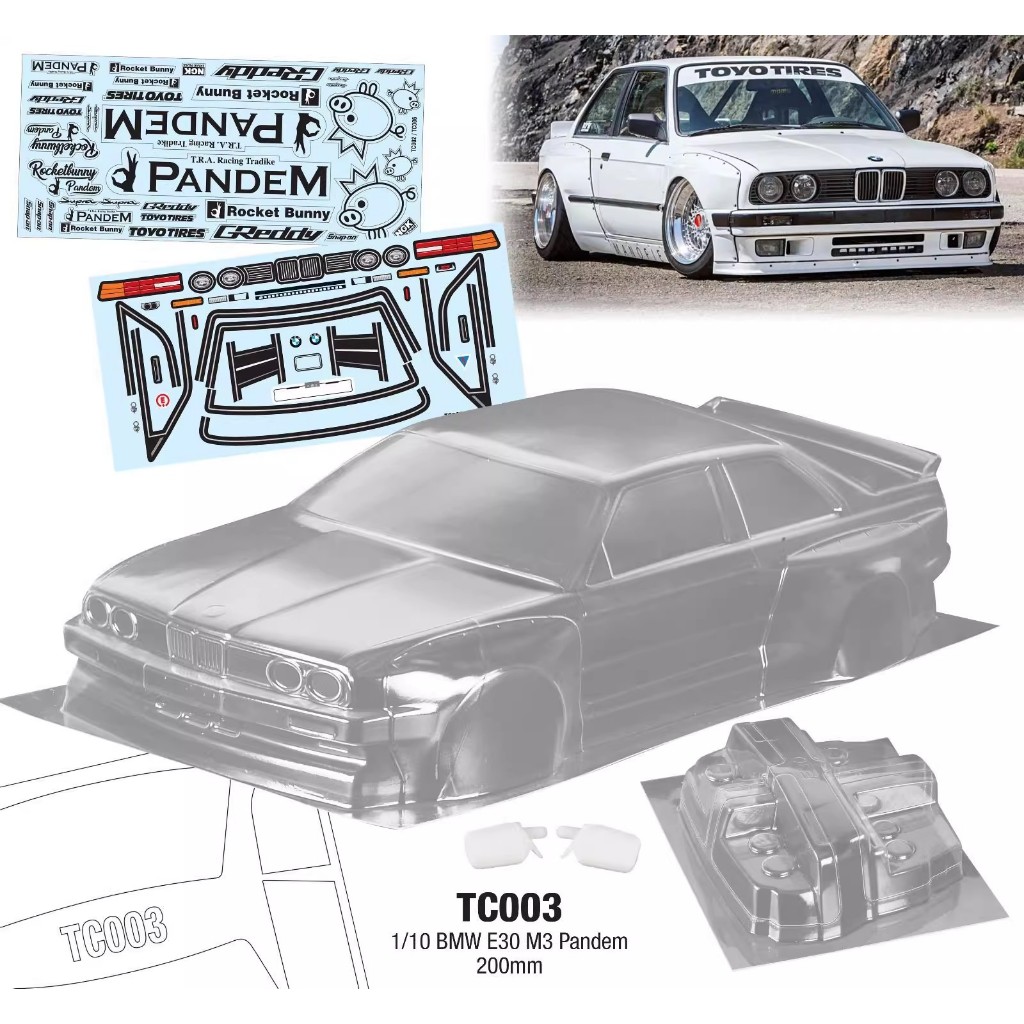 1/10 PC RC TC003 1/10 Shell Body 200 มม.260 มม.ฐานล้อโคมไฟโปร่งใสสําหรับ 1/10 RC Hsp Mst Yokomo Hpi
