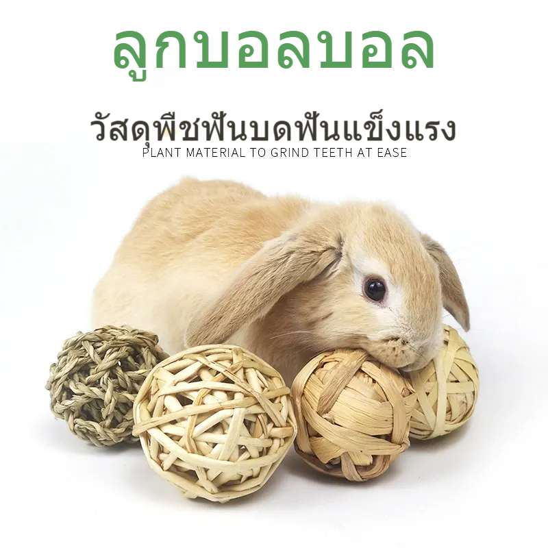 กระต่ายกรามหญ้าบอลกระต่ายชินชิล่าหนูตะเภาเคี้ยวกรามของเล่นบรรเทาเบื่อของเล่นทอมือฟางบอล ludeM