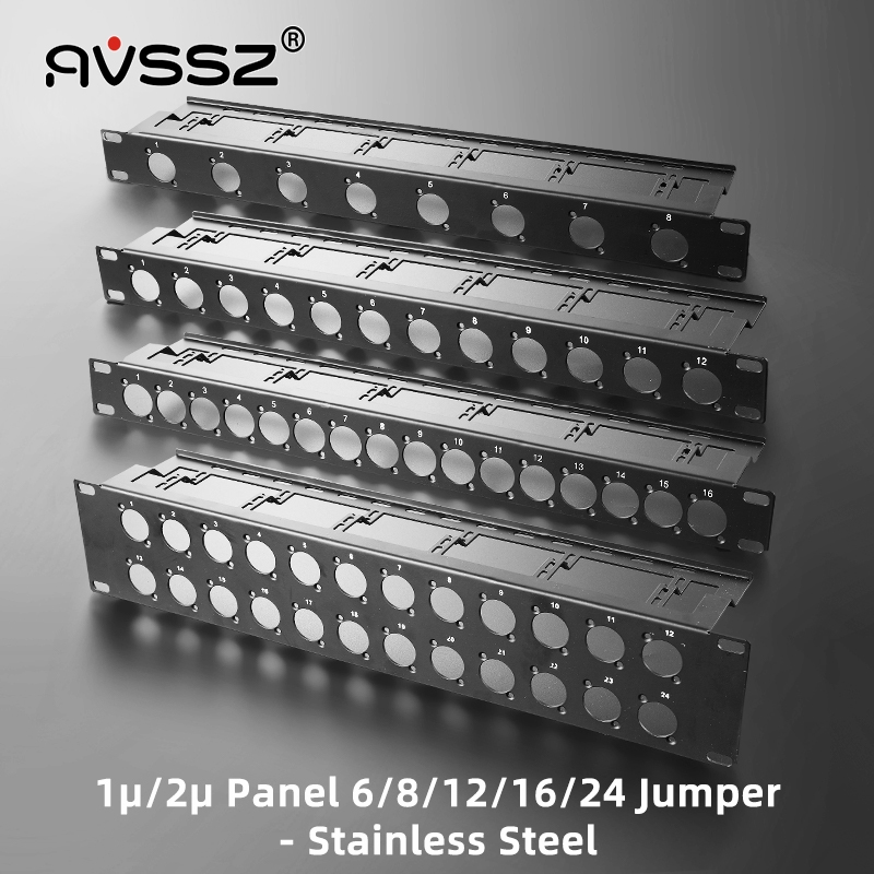 AVSSZ สแตนเลสตู้ Patch แผง 19 "8/12/16/24 ช่อง 1U/2U เปล่า Blind แผ่นเหมาะกับ D ประเภท XLR RJ45 เครือข่ายลําโพง Socket Connector