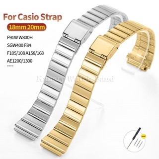 18มม.20มม.สายนาฬิกาสแตนเลสสําหรับ Casio F-91W SGW400 F84 F10…