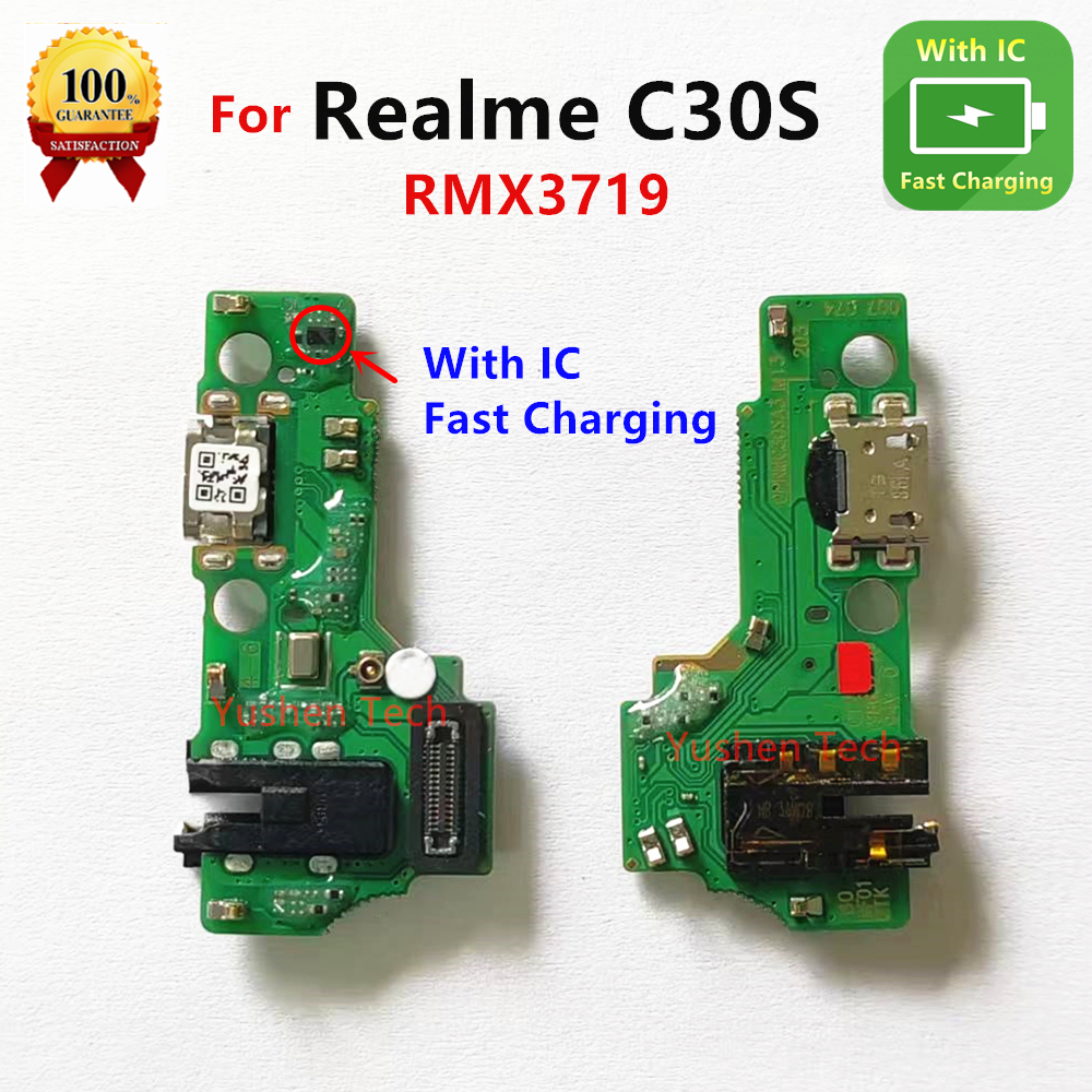 สําหรับRealme C30S RMX3719 USBชาร์จพอร์ตFlex Cable Dock Connector Tail Plugชาร์จแผงอินเทอร์เฟซUSBไมโครโฟนFast Charge Boardอะไหล่ซ่อม