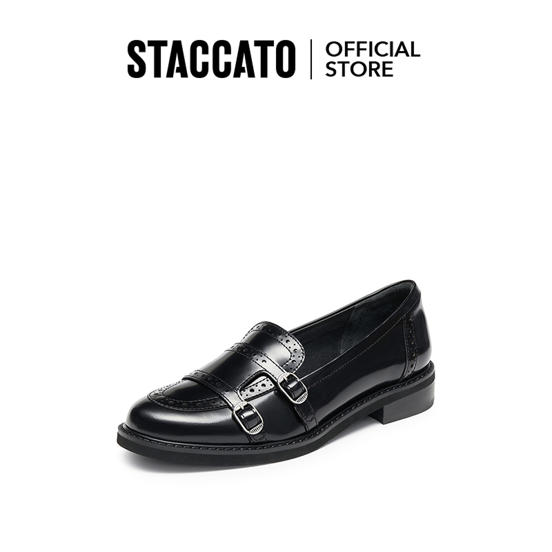 Staccato Women's Loafers Slip On Flat Shoes รองเท้าคัทชู รองเท้าส้นตึก EYN02