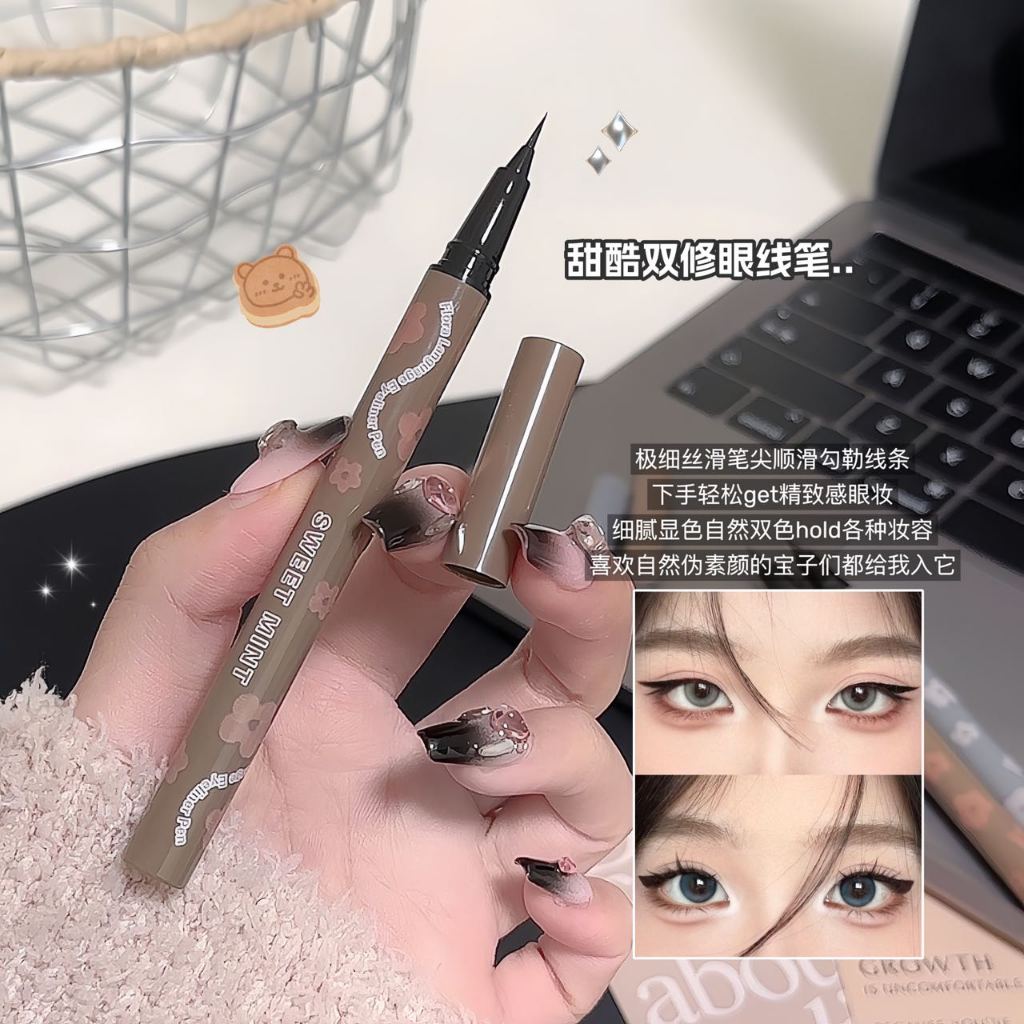 SWEET MINT Black Brown Eyeliner Pen- Ultra-fine 0.01MM Tip Quick-Dry & No Smudging Waterproof & Sweat-proof 12H Liquid Eyeliner - รูปที่ 2
