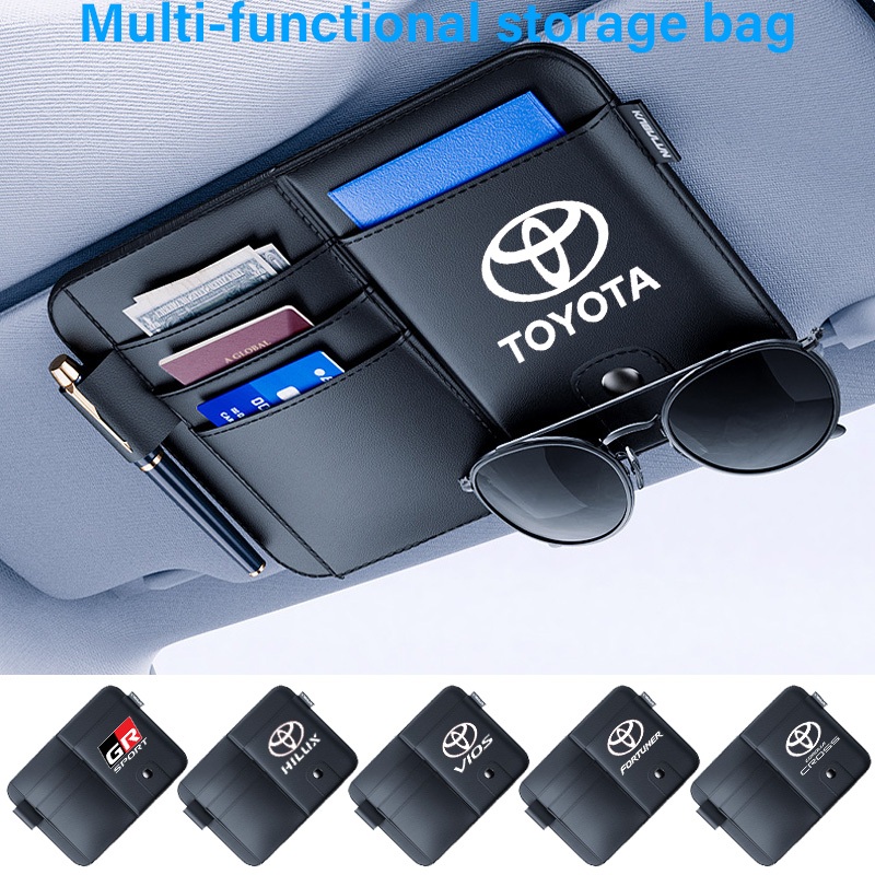 Toyota รถหนังบังแดดมัลติฟังก์ชั่นรถถือแว่นตาผู้ถือบัตรคลิป VIos Yaris Corolla Cross Veloz CHR Avanza Fortuner Rush Innova raize GR Sport