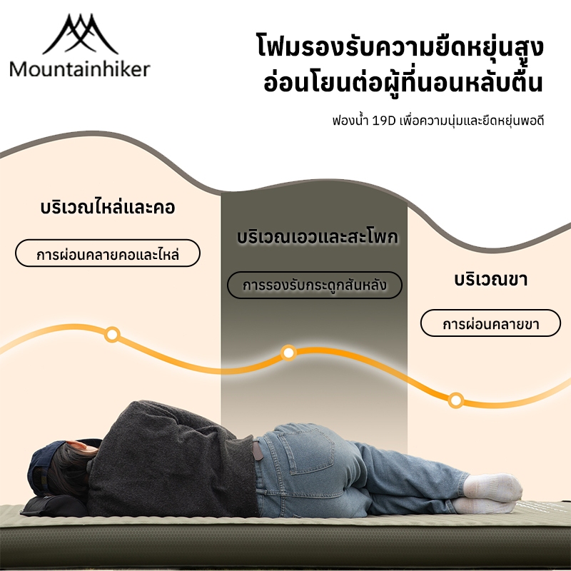 พร้อมส่ง⚡️ที่นอนพองลมอัตโนมัติรุ่นใหม่ Mountainhiker เบาะรองนอน หนา10ซม มี 2 ขนาดให้เลือก กลางแจ้ง - รูปที่ 6