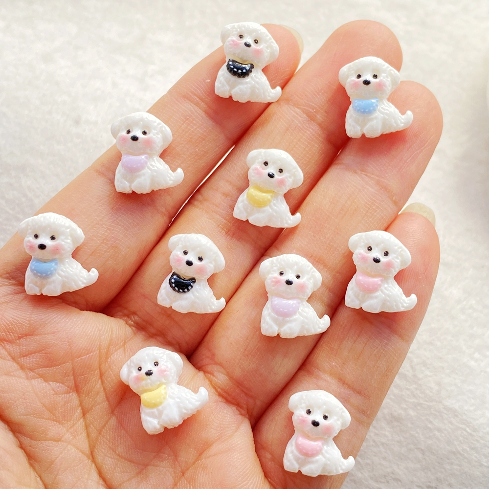 30 ชิ้นน่ารักการ์ตูนลูกสุนัขเล็บแบนกลับ Rhinestone DIY เล็บ Appliques อุปกรณ์เสริมหัตถกรรม