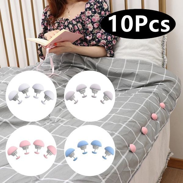 10 ชิ้นเห็ด Macaron รูปผ้าปูที่นอนหัวเข็มขัดคลิปผ้านวม Fixer ผู้ถือผ้าห่มคลิป Fastener One Key ปลดล็อคลื่น