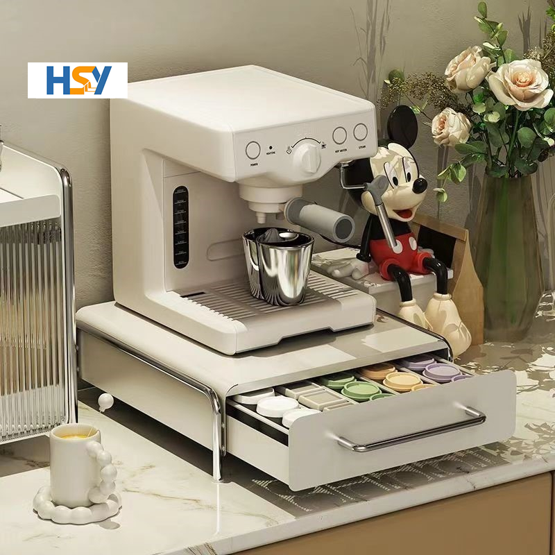 HSY กล่องลิ้นชักเก็บแคปซูลกาแฟ ชา แบบตั้งโต๊ะ ชั้นวางแคปซูลกาแฟ