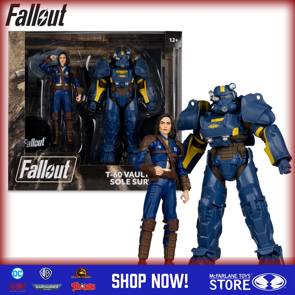 [ในสต็อก] McFarlane Toys Fallout T-60 Vault Tec & Sole Survivor 7 นิ้ว Action Figure 2-Pack