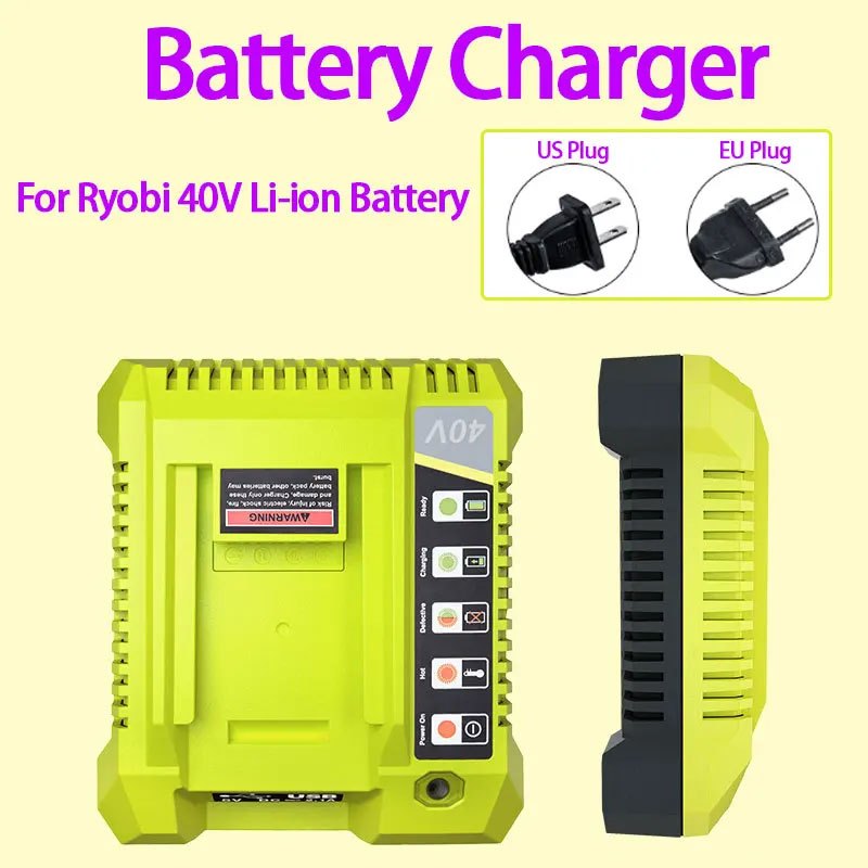 เครื่องชาร์จทดแทนสําหรับ Ryobi 40V Li-ion แบตเตอรี่ OP4050A OP4015 OP4026 OP4030 OP4040 OP4050 เครื่