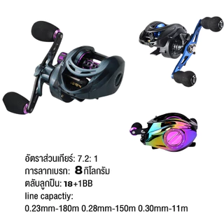8KG แรงลาก รอกเบสตีไกลๆ โลหะ 7.2:1 ลอกเบสตกปลา รอกหยดน้ำ น้ำจืด ตกปลาทะเล