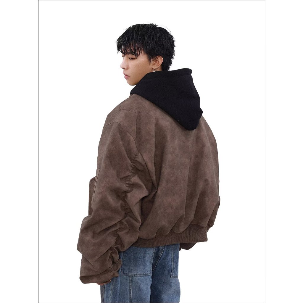 COOYA กางเกงยีนส์ผู้ชาย+เสื้อแจ็คเก็ตผู้ชายมีฮู้ด ดีไซน์ 2 ตัวปลอม สบายๆ  [กางเกงลาบิดา] สีเทา ทรงหลวมตรง Baggy Jeans สไตล์อเมริกัน 2025 เนื้อผ้านุ่ม ใส่สบาย #แฟชั่นชาย